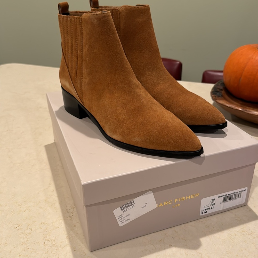 Marc Fisher Yolli Bootie - Never Worn - Size 9 - Color: Medium Natural Suede